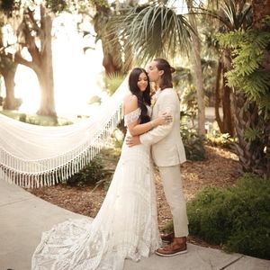 NEW Boho Soft Wedding Veil Ivory or White Bride Bridal Wedding Day Full Fringe